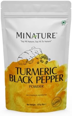 minature Turmeric Black Pepper Powder, Curcuma Longa with Piper nigrum | Superfood Turmeric Latte Supplements | Pure & Natural | Vegan, Gluten-Free, Non-GMO | 227 Gram, (08 Oz) 0.5 lb| Made in India | minature