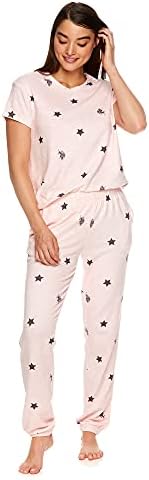 U.S. Polo Assn. Womens Short Sleeve Shirt and Lounge Skinny Pajama Pants with Pockets Sleepwear Set U.S. Polo Assn.