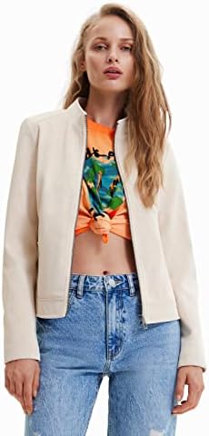 Desigual Women's Woman Woven Pu Coat Desigual