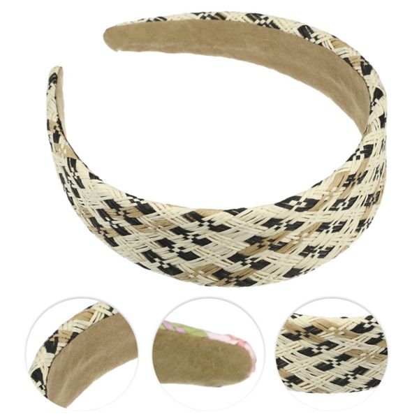 1 Pcs Elegant Flat Raffia Straw Headband For Women Unique Bargains