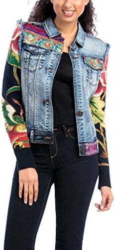 Desigual Womens' Woven Jacket with Patchwork Design Desigual