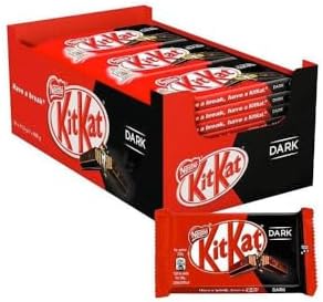 Шоколадные батончики Kit Kat Dark, 45 г, упаковка 24 шт., классический перекус из темного шоколада Kit Kat