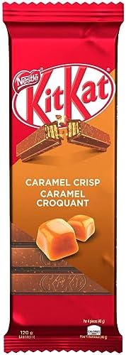 Шоколадный вафельный батончик KITKAT с карамелью, 120 г, 10 слоев хрустящих кусочков, 200 калорий на 4 кусочка Kit Kat