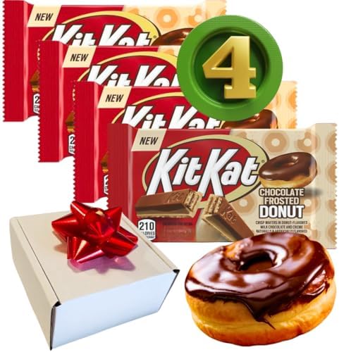 (PACK OF 4) Kit Kat Chocolate Frosted Donut Candy Bars - 1.4oz Each Bar - Comes Inside a Gift Box To Surprise You/Friend/Loved (Bar, Frosted Donut) Kit Kat