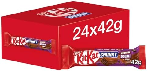 Шоколадные батончики Kit Kat Chunky с хрустящей вафлей и двойным шоколадом, 24 упаковки по 42 г, без искусственных красителей и консервантов Kit Kat