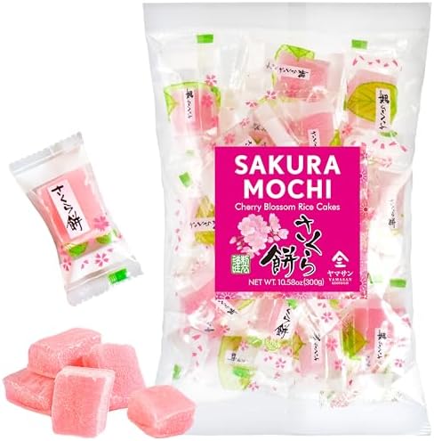 YAMASAN KYOTO UJI Japanese Sakura Mochi Candies, Real Traditional Cherry blossom Rice Cakes, 300g/10.58oz, Japanese Snacks, Japanese Candy, Individually Wrapped YAMASAN KYOTO UJI