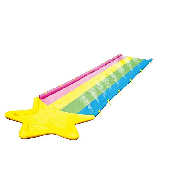 Гигантская водяная горка Rainbow Star Super Slide 12 м с встроенным бассейном и двумя надувными санями WOW Sports