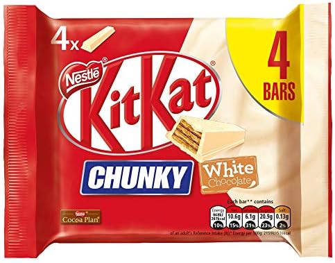 Шоколадный батончик с вафлей Kit Kat Chunky White, 4 шт., 160 г, без искусственных красителей и ароматизаторов, подходит для вегетарианцев Kit Kat