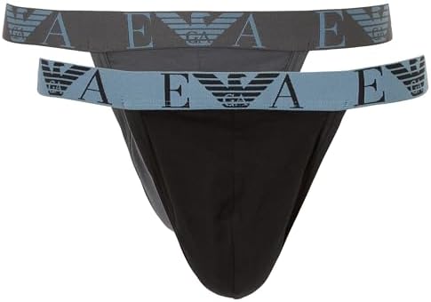 Emporio Armani Men's Bold Monogram 2-Pack Jockstrap, Black/​Magnet​ Emporio Armani