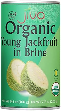 Jiva Organic Young Green Jackfruit 14 Ounce (Pack of 6) - BPA Free, Gluten Free, Jackfruit Canned, Delicious Vegan Meatless Alternative Jiva Organics