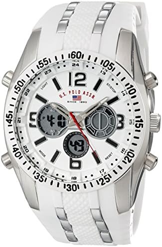 Accutime U.S. Polo Assn. Sport Men's US9282 Silver-Tone Watch with White Silicone Band Accutime