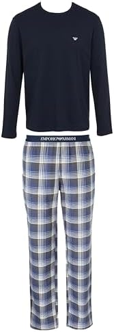 Emporio Armani Men's Yarn Dyed Cotton Long Pajamas Emporio Armani