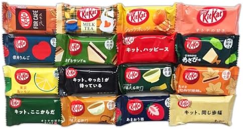 Мини-батончики Kit Kat из Японии, 16 штук, разнообразные вкусы: зеленый чай, васаби, клубничный чизкейк и другие. Kit Kat