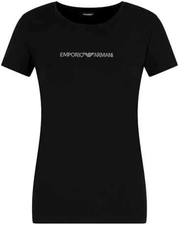 Женская футболка Emporio Armani Essentials с круглым вырезом и логотипом из страз Emporio Armani