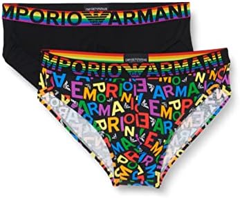 Emporio Armani Rainbow Logo 2-Pack Brief Ea Rainbow Color/Black MD (US 34"-35" Waist) Emporio Armani