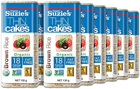 Suzie's Organic Rice Cakes Thins|6 Pack|Corn Quinoa & Sesame|USDA Organic, NON-GMO, Fat-Free, Sugar-Free, Gluten-Free|Low-Calorie Snack-17 Calories Per Slice|Bread & Cracker Replacement Suzie's