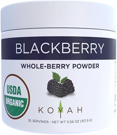 KOYAH - Organic Blackberry Powder: 35 Servings (1 scoop = 1/4 Cup Fresh): Freeze-dried, Whole-Berry Powder, Raw KOYAH