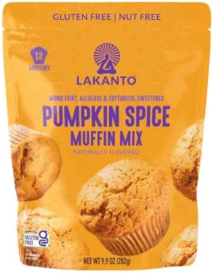 Lakanto Sugar Free Pumpkin Spice Muffin Mix - Sweetened with Monk Fruit Allulose Erythritol, Gluten Free, Nut Free, Fluffy, Great Tasting - Pumpkin Spice (9.9 Oz) Lakanto