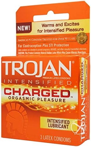 TROJAN Charged Lubricated Condoms, 3 Count (Pack of 1) TROJAN