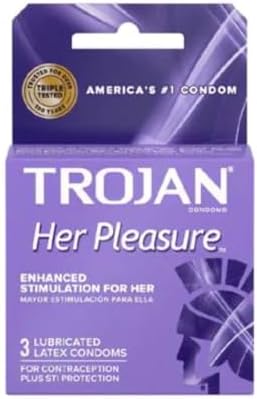 TROJAN Her Pleasure Sensations Lubricated Condom, 3 Count TROJAN