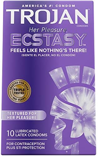 Trojan Her Pleasure Ecstasy Lubricated Condoms - 10 Count (Packaging May Vary) TROJAN