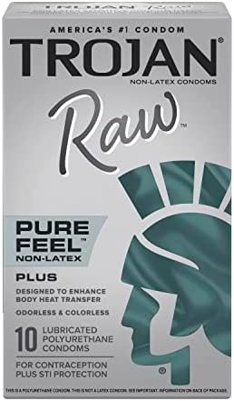 Trojan Raw Non-Latex Lubricated Pure Feel Condoms, 10ct TROJAN