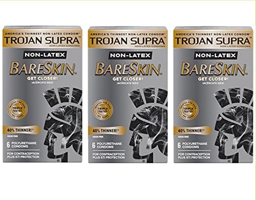 Trojan Supra Non-latex Bareskin Condoms 3 Packs of 6 TROJAN