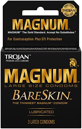 TROJAN Magnum Bareskin Lubricated Condoms, 3 Count (Pack of 6) TROJAN