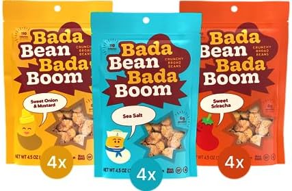 Bada Bean Bada Boom Plant-Based Protein, Gluten Free, Vegan, Crunchy Roasted Broad (Fava) Bean Snacks, 110 Calorie Packs, Fall Box Variety Pack, 1 Ounce (Box of 12) Bada Bean Bada Boom