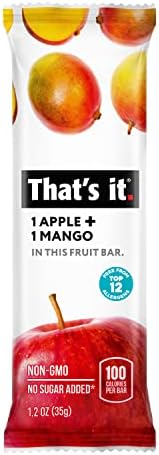 That's it Apple + Banana 100% Natural Real Fruit Bar, Best High Fiber Vegan, Gluten Free Healthy Snack, Paleo for Children & Adults, Non GMO Sugar-Free, No Preservatives Energy Food (12 Pack) That's it.