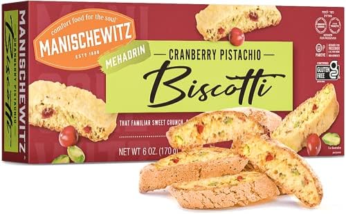 Manischewitz Gluten Free Cranberry Pistachio Biscotti, 6oz | Dairy Free, Grain Free, Kosher for Passover Manischewitz