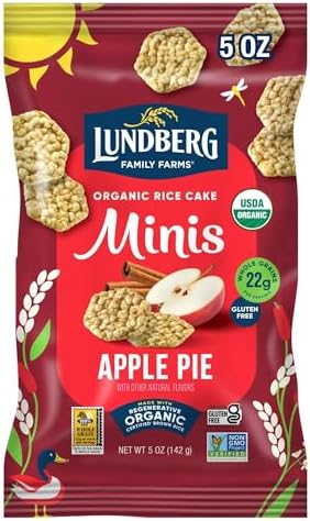 Lundberg Organic Apple Pie Rice Cake Minis, Gluten-Free, Whole Grain, USDA Certified, Non-GMO Project Verified, 5 Oz Lundberg