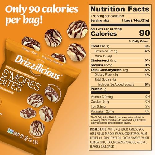 Drizzilicious Mini Rice Cakes Variety Pack - Rice Crisps, Healthy Snack for Adults and Kids, Flavored Rice Cakes, Vegan, Gluten Free, Allergen Free, Only 90 Calories Per Bag - 0.74 oz (Pack of 12) Drizzilicious