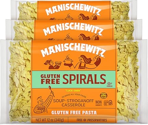 Manischewitz Gluten Free Spiral Noodles, 12oz (3 Pack) All Natural, Yolk Free, Low Sodium, Kosher for Passover and Year Round Manischewitz