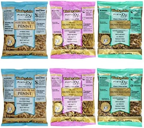 Tinkyada Organic Gluten-Free Brown Rice Pasta 3 Shape Variety Bundle: (2) Elbow Pasta, (2) Spirals Pasta, and (2) Penne Pasta, 12 Ounce Ea. Tinkyada