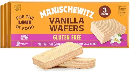 Manishewitz Gluten Free Vanilla Wafers, 7oz (3 Pack) Crispy Wafer with Creamy Vanilla Filling | Dairy Free | Non GMO | Kosher (including Passover) Manischewitz