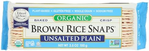 Органические хрустящие рисовые закуски без соли, 99 г, без глютена, без жира, кошерный продукт Edward & Sons