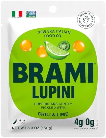 Веганская закуска из бобов лупини с чили и лаймом, 7 г растительного белка, 0 г углеводов, вегетарианская Brami