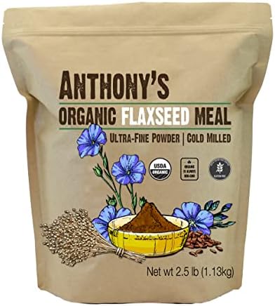 Anthony's Organic Flaxseed Meal, 2.5 lb, Gluten Free, Ground Ultra Fine Powder, Cold Milled, Keto Friendly Anthony's