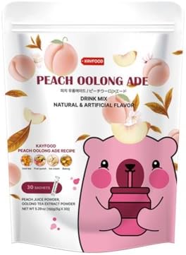 KAYFOOD Peach Oolongade Premium Oolong Tea & Peach Juice Powder mix 0.1oz/5g x 30stick packs (5.29oz/150g) Sugar Free Diet Oolong wulong tea ade tea drinkmix (Peach Oolong Ade) KAYFOOD