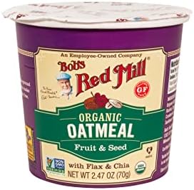 Bob's Red Mill Organic Gluten Free Oatmeal Cup, Fruit & Seed, 2.47 Ounce (Pack of 1), Non-GMO, Whole Grain, Kosher Bob's Red Mill