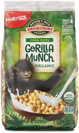 Органические кукурузные хлопья Gorilla Munch, 6 пакетов по 650 г, без глютена, в экосумке EnviroKidz