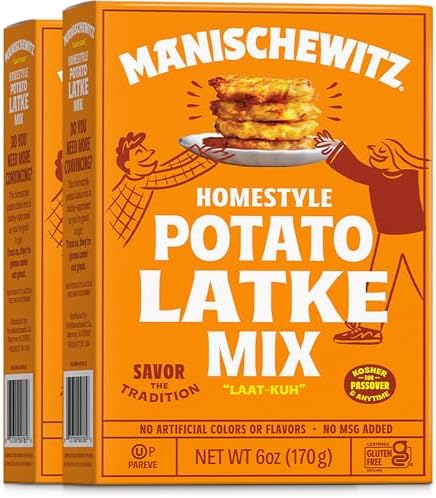 Manischewitz Homestyle Potato Latke Mix, 6oz (2 Pack) Gluten Free, No MSG, Traditional Style Potato Pancakes Manischewitz