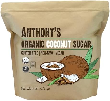 Anthonys Organic Coconut Sugar 5lbs, Non-GMO and Gluten Free Anthony's