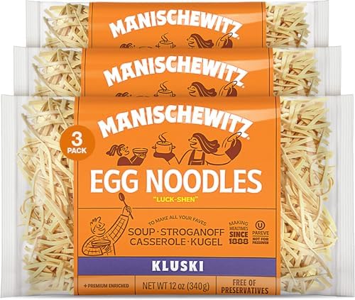 Manischewitz Kluski Egg Noodles 12oz (3 Pack) | Homestyle Taste & Texture, Premium Enriched, Low Sodium, No Preservatives Manischewitz