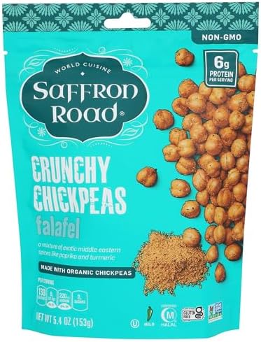 Saffron Road Falafel Crunchy Chickpea Snack, 6oz - Gluten Free, Non-GMO, Halal, Kosher, Vegan Saffron Road