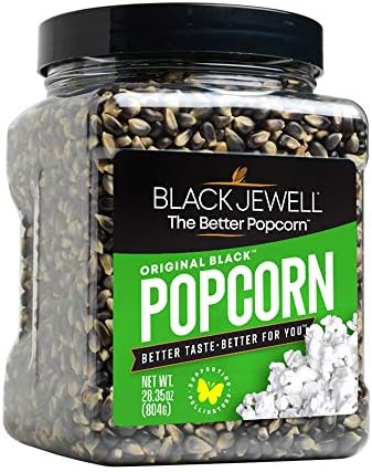 Black Jewell Hulless Popcorn, Original Black Kernels for Popping. Pops White, Non-GMO, Heirloom, All Natural Snack with Antioxidants, Whole Grain, Gluten Free, Gourmet, Vegan, 28.35oz (Pack of 2) Black Jewell