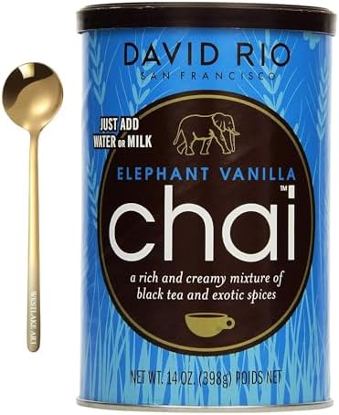 westlake art Elephant Vanilla Chai Mix Powder, 14 Ounce, Bundled With Golden Ss Spoon - Luxurious Spiced Vanilla Chai Tea, Easy Prep & Eco-Conscious Spice Blender Packaging [Pack Of 1] Westlake art