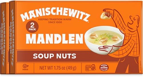 Manischewitz Mandlen Soup Nuts 1.75oz (2 Pack) | Gluten Free, Low Calorie, Sugar Free, Kosher for Passover Manischewitz