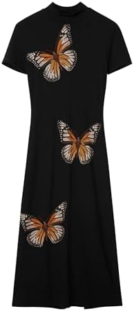 Desigual Women's Slim Midi Butterfly Dress Desigual